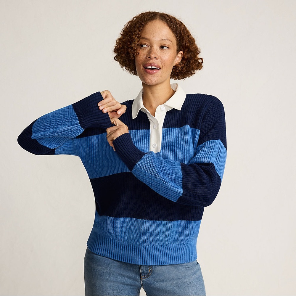 Women's Drifter Rugby with Woven Collar Sweater